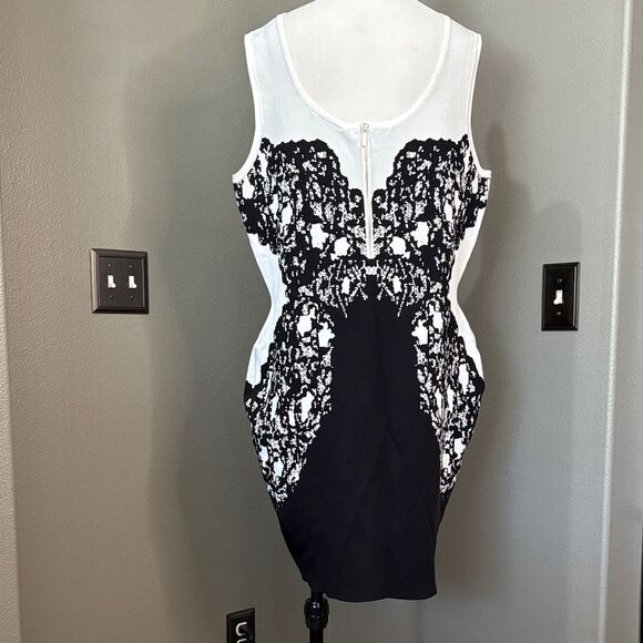 Lane Bryant Black and White Patterned Mini Dress - Picture 3 of 4
